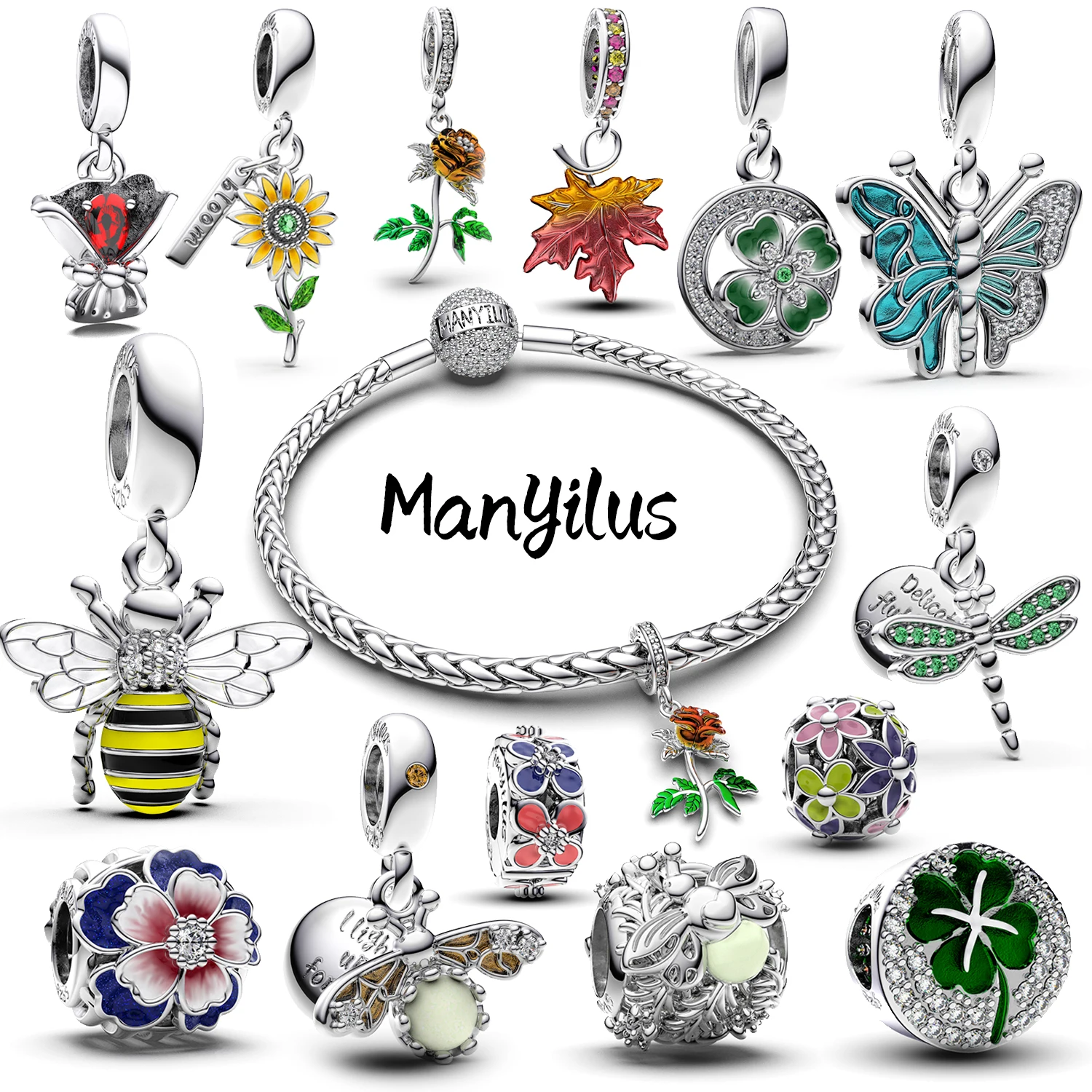 New S925 Sterling Silver Insect Collection Charms Pendant DIY Beads for Original Bracelet Necklace Making Jewelry Gift for Mom