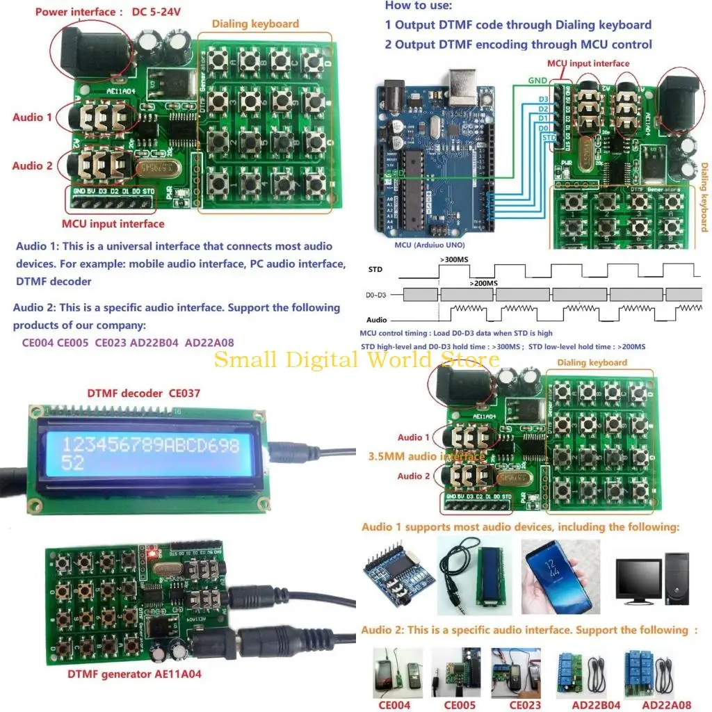 77UB DTMF Generator Encoders Transmitter Module Keyboard MCU Control AE11A04 DTMF