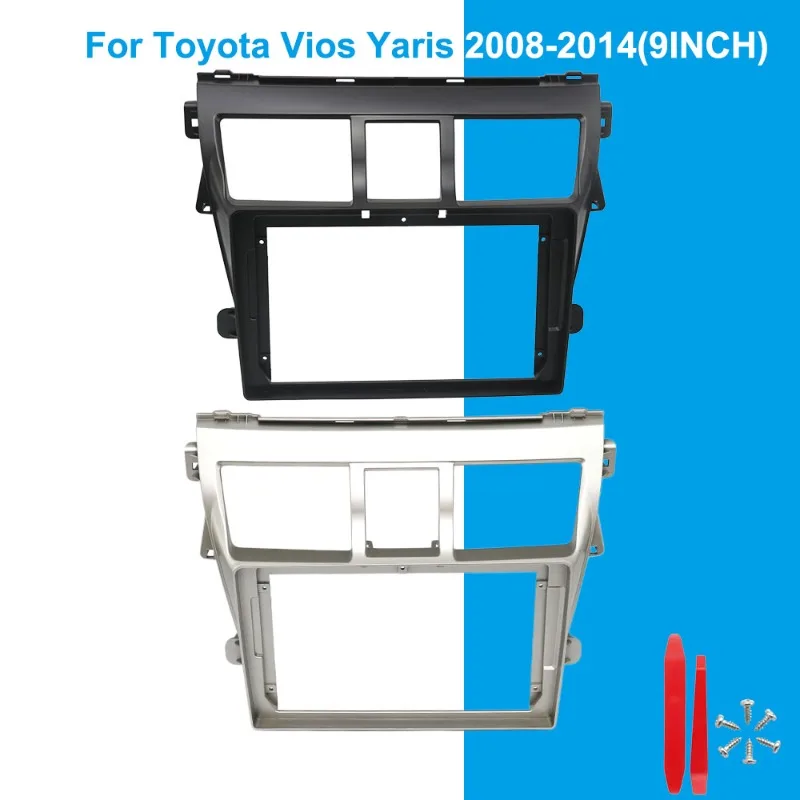 

9-дюймовая рамка для автомагнитолы Toyota Vios Yaris 2008-2014, комплект для установки на приборную панель, адаптер для стереосистемы