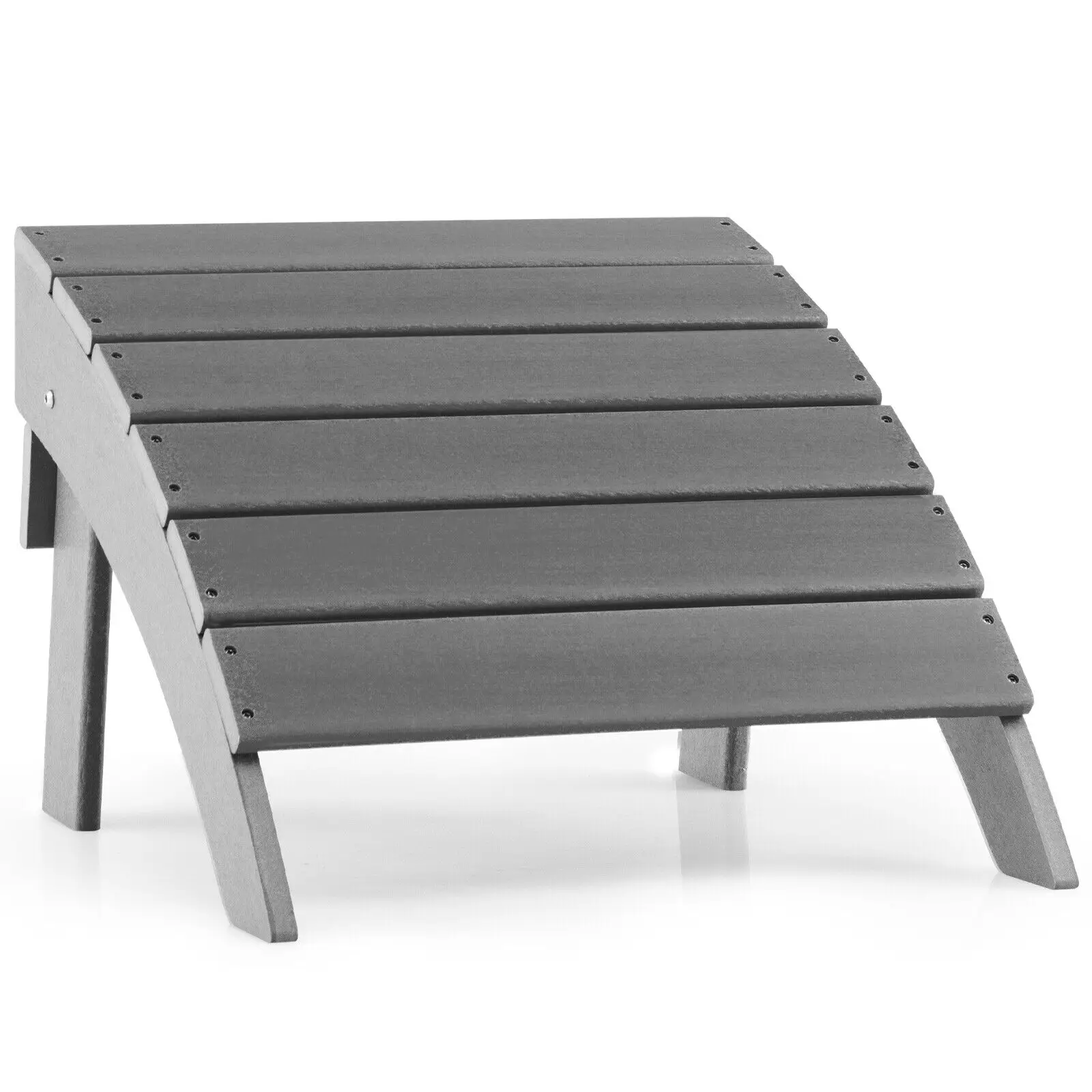 Patiojoy HDPE Adirondack Folding Ottoman Outdoor Footstool All-Weather Footrest Grey