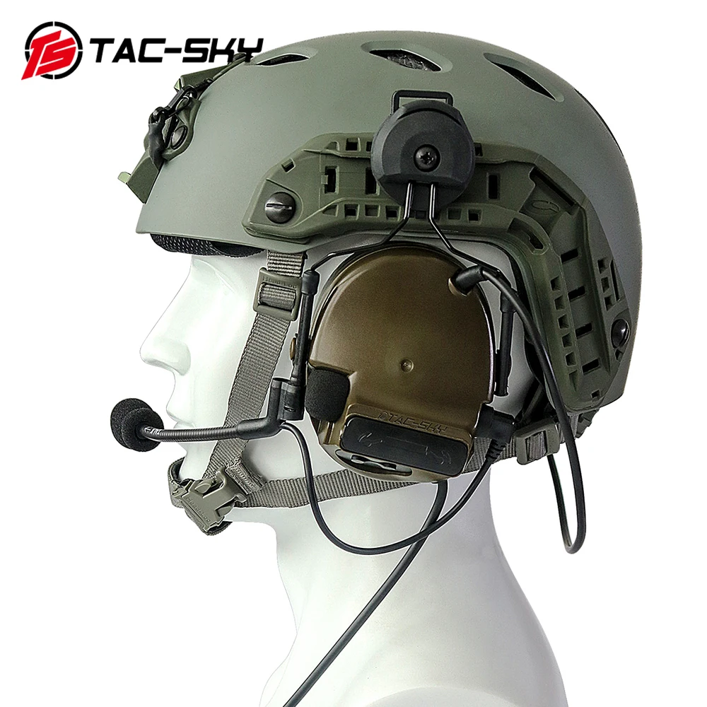 Tactical Hunting TACSKY III Helmet Mount Silicone Ear Pads, with PTT U94 Button and Tactical Headset Replacement Headband