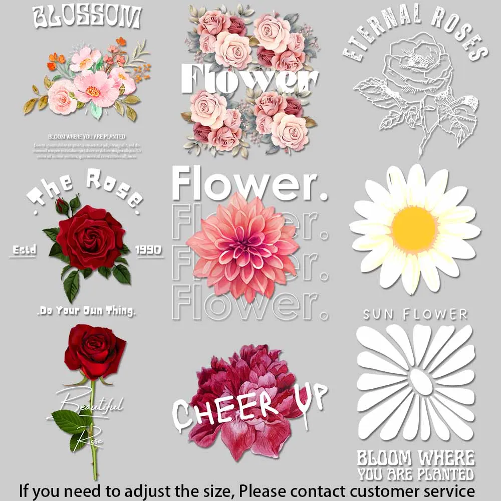 Premium Rose Iron-On Transfers - Bright Colors, Durable Sticky Backing for Fabric & Pillows Wash - resistant Decals