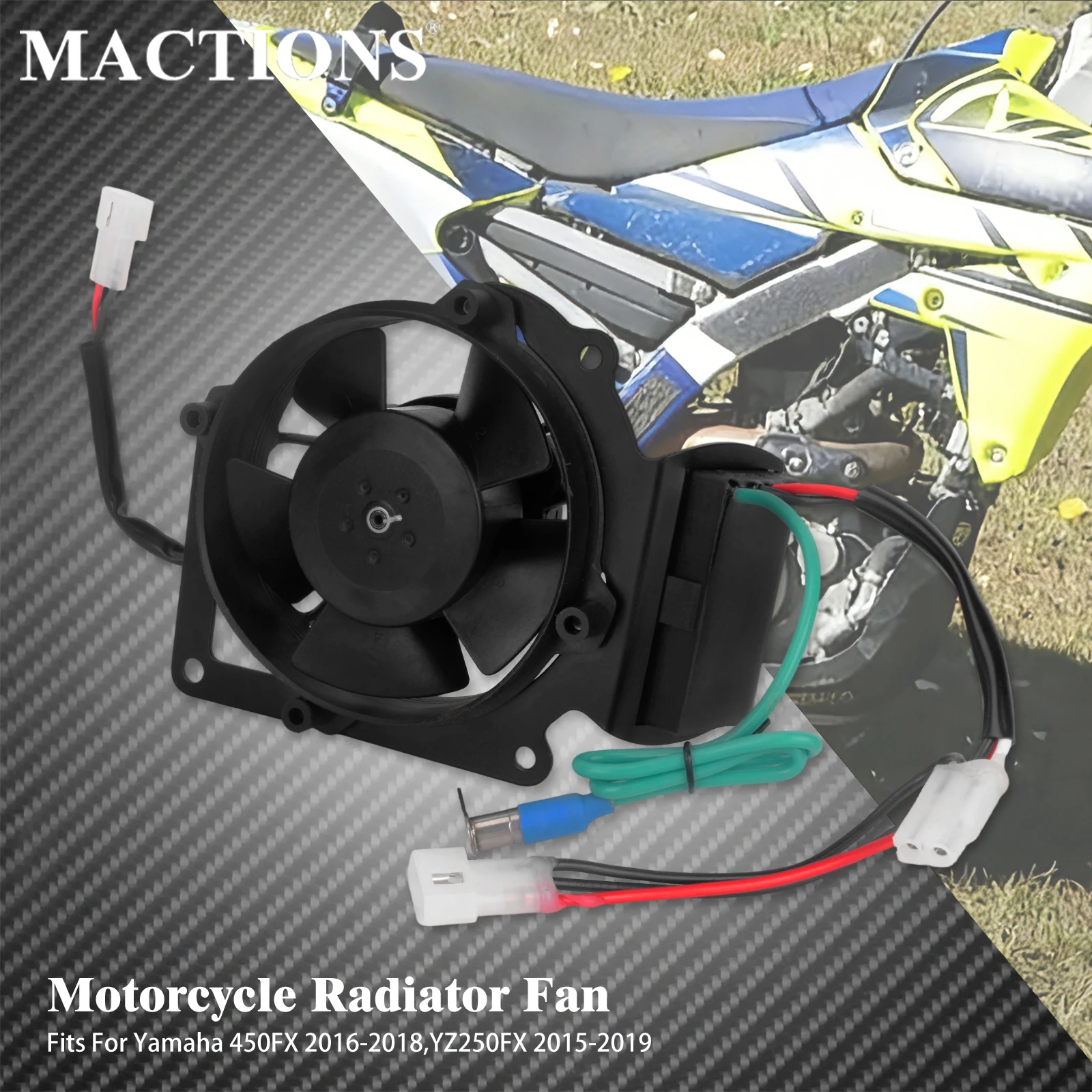 Motorcycle Radiator Cooling Fan Engine CoolFlow Fan 1PC Black Assembly For Yamaha 450FX 2016 2017 2018 YZ250FX 2015-2019