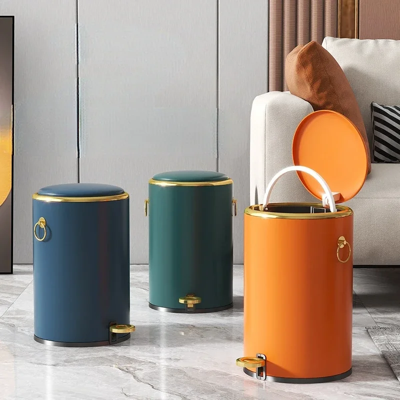 European Style Trash Can, Wastebasket with Closed Bag Cover, Stylish Waste Management with Pedal Design Inner Separation