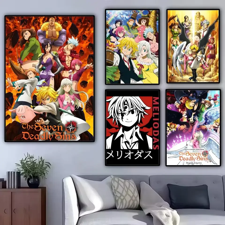 The Seven Deadly Sins Anime Classic Anime Painting Calligraphy Canvas Poster: Crease Free Waterproof All Space Wall Decor