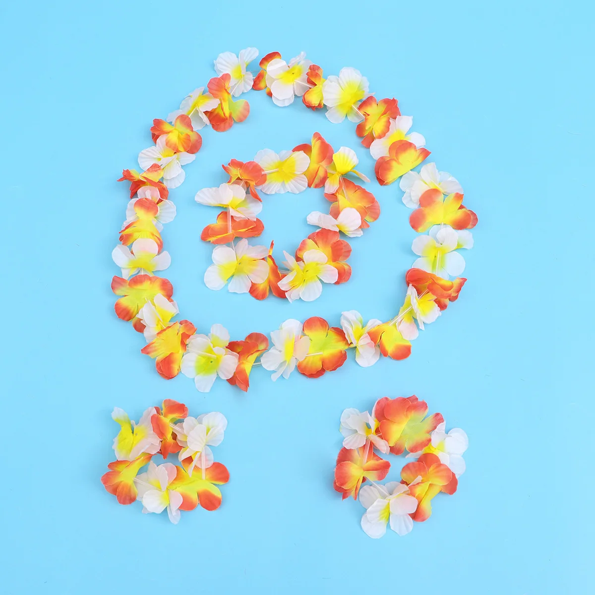 

3 Set/12 Two-color Wreath Wristband Beach Party Decorations Make up Hawaii Costume Tropical Garland Flower