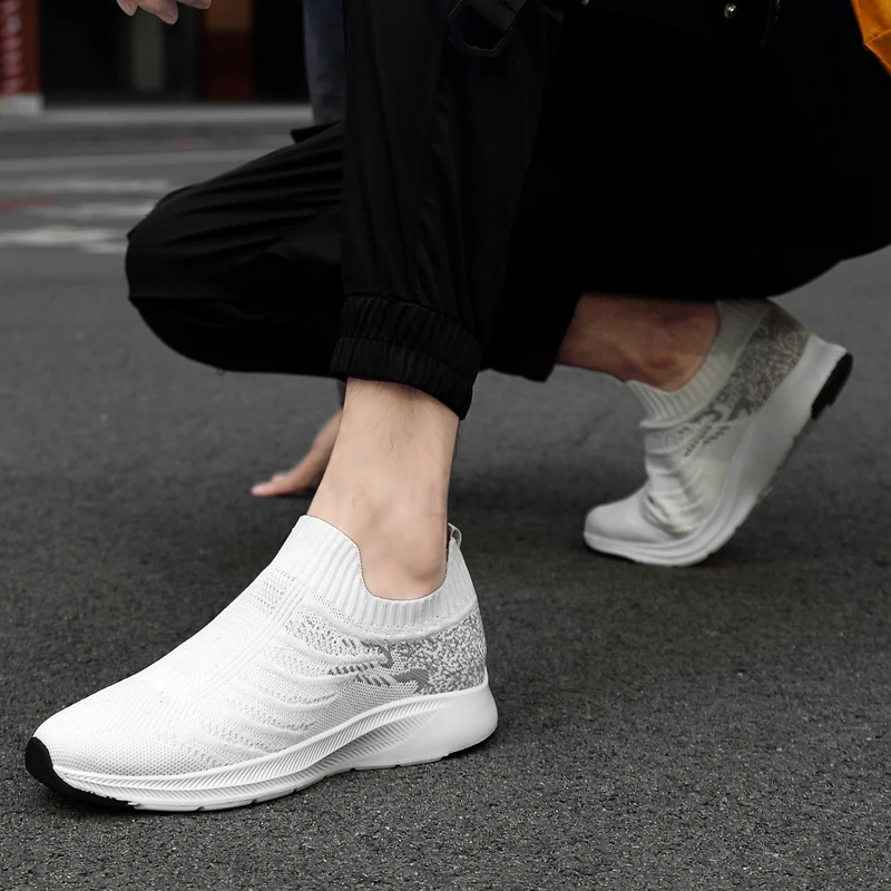 Lift Man Sneakers Summer Elevator Shoes Height Increase Shoes for Men Mesh Light Breathable 7CM Slip-on Casual Sport Shoes