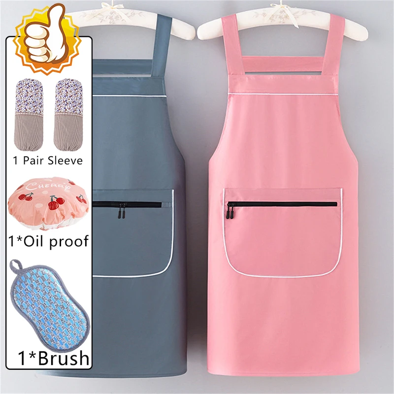 Kitchen Cooking Apron Waterproof Oil Proof Apron Womens Fashion New Adult Work Clothes Men And Women Waist Work