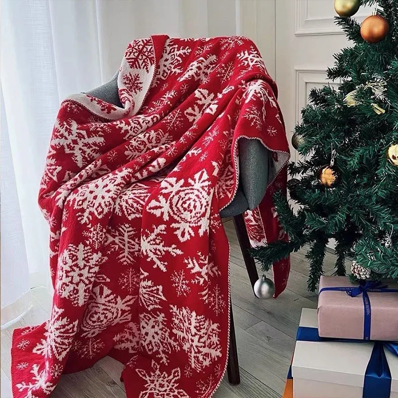 Knitted Blanket For Christmas Decorative Living Room Blanket Thickened Sofa Warm Cover Blanket For Winter 130x170cm