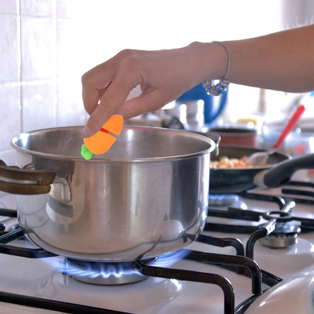 

6 шт., силиконовые пробки для кипячения, подъемники для крышек, термостойкие, недеформируемые, с рисунком моркови, защита для горшка