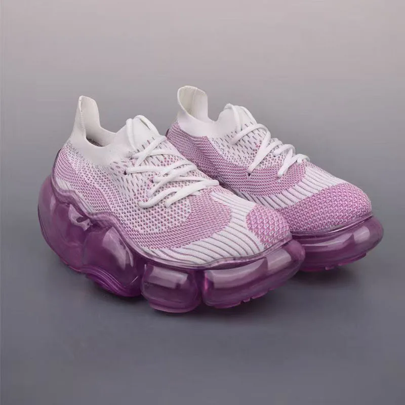 

New Thick-soled Heightening Knitted Breathable Mesh Large Bubble Sports Shoes Comfortable Air Cushion Casual Bubble Shoes