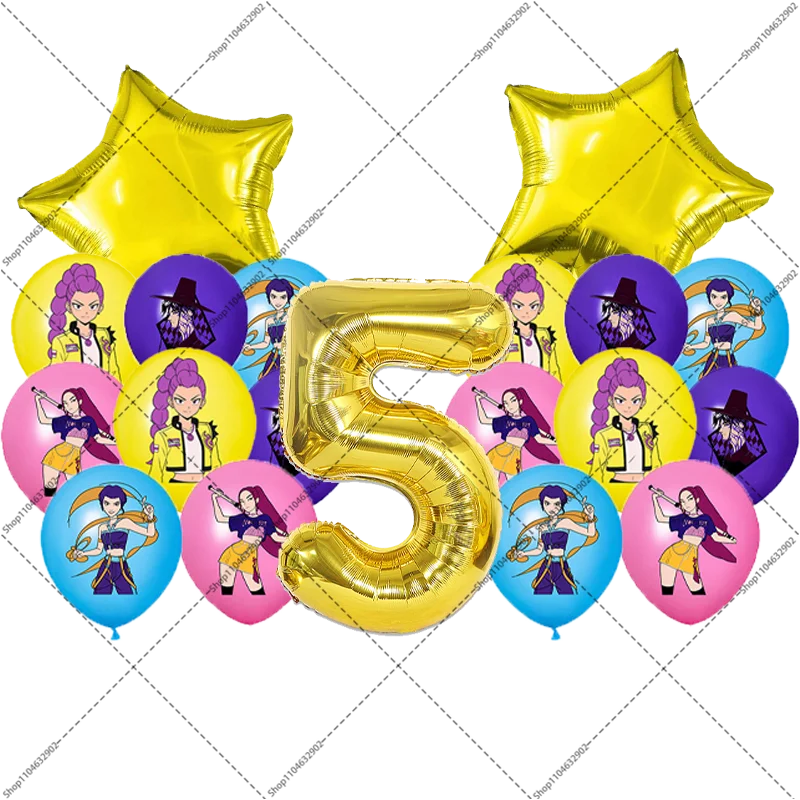 Conjunto de balões KPop Demon Hunteres, decoração de festa de aniversário, decorações de chá de bebê, o local é definido com adereços, decoração de casa