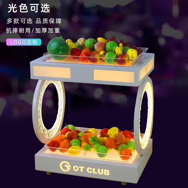 Nightclub Iron Art Double layer Luminous LED Fruit Plate Bar KTV Creative Snack Plate Nightclub Multi layer Fruit Plate