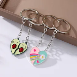 Korean Pop Girl Heart Magnetic Keychain Cute Alloy Drop Oil Avocado Strawberry Handbag Pendant Best Friend/Couple Keychain