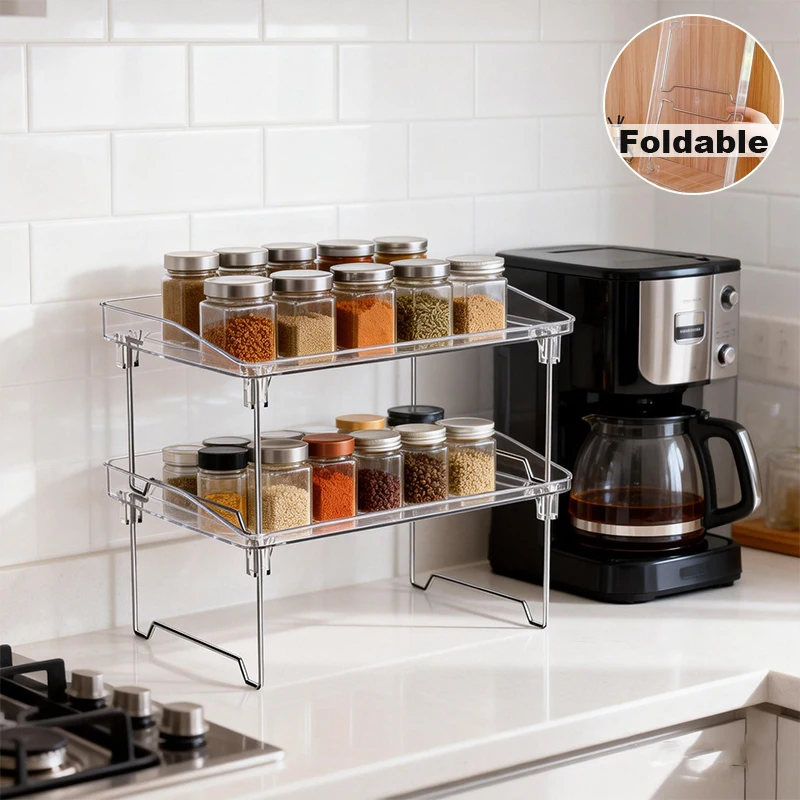 

1/2pcs Folding Storage Rack Acrylic Transparent Jewelry Display Stand for Home Kitchen Model Pottery Display Riser Органайзер