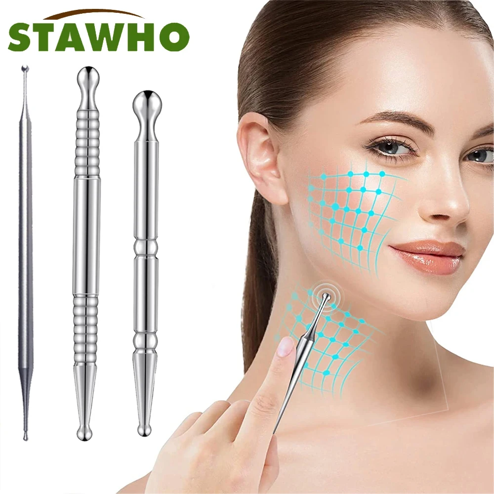 

1Pcs Acupuncture Pen, Facial Reflexology Tools Stainless Steel, Trigger Point Massager Tool, Deep Tissue Massage Tool