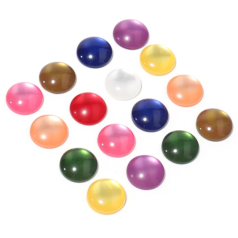 50pcs Mixed Color Resin Cabochons Imitation Cat Eye Round Flatback Gemstone Cabochon DIY Ring Setting Earrings Jewelry Making view 2