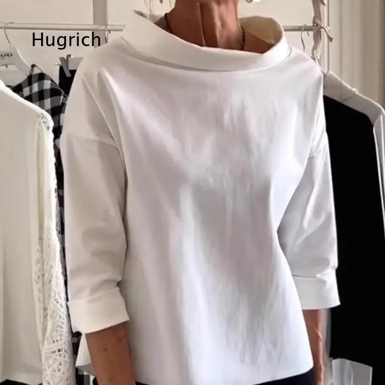 Brand Autumn Winter Airy Texture Shirt Womens Clothing Cotton Long Sleeve High Collar Womens Sweatshirt Factory Direct Sales