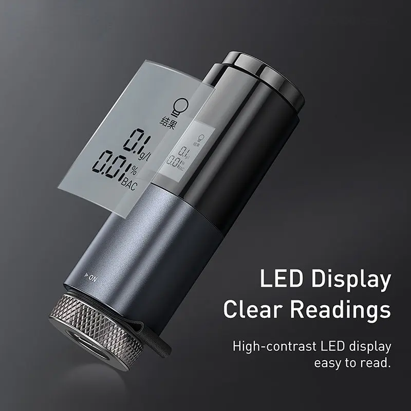 يوبين Baseus التلقائي اختبار الكحول الكحول قابلة للشحن شاشة LED عرض عدم الاتصال الكوهوتور التنفس اختبار الكحول