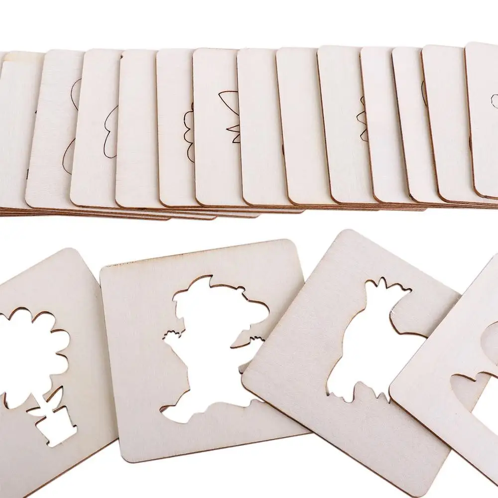 Game Drawing Stencils Kit Wooden Painting Stencils Wooden Stencil Outer Board DIY Painting Template Learning Educational