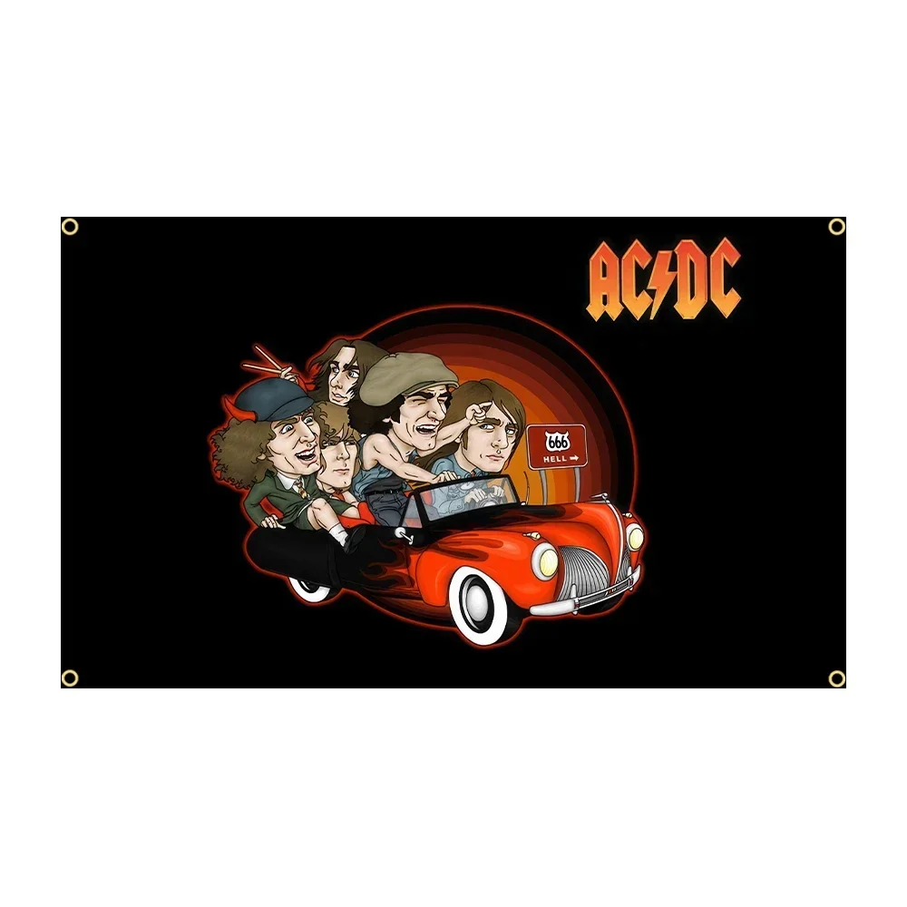 90X150CM 3X5Ft AC/DC Band Flag Polyester Printing Music Memorabilia Banner For Decor