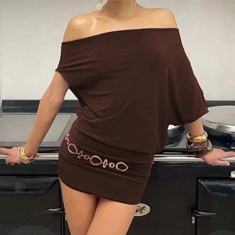 

Sexy Off-the-oulder ort-Sve irt Women's Faion High Waist A-Line Skirt Spring Season Home Wear Thiened Nylon Mate...