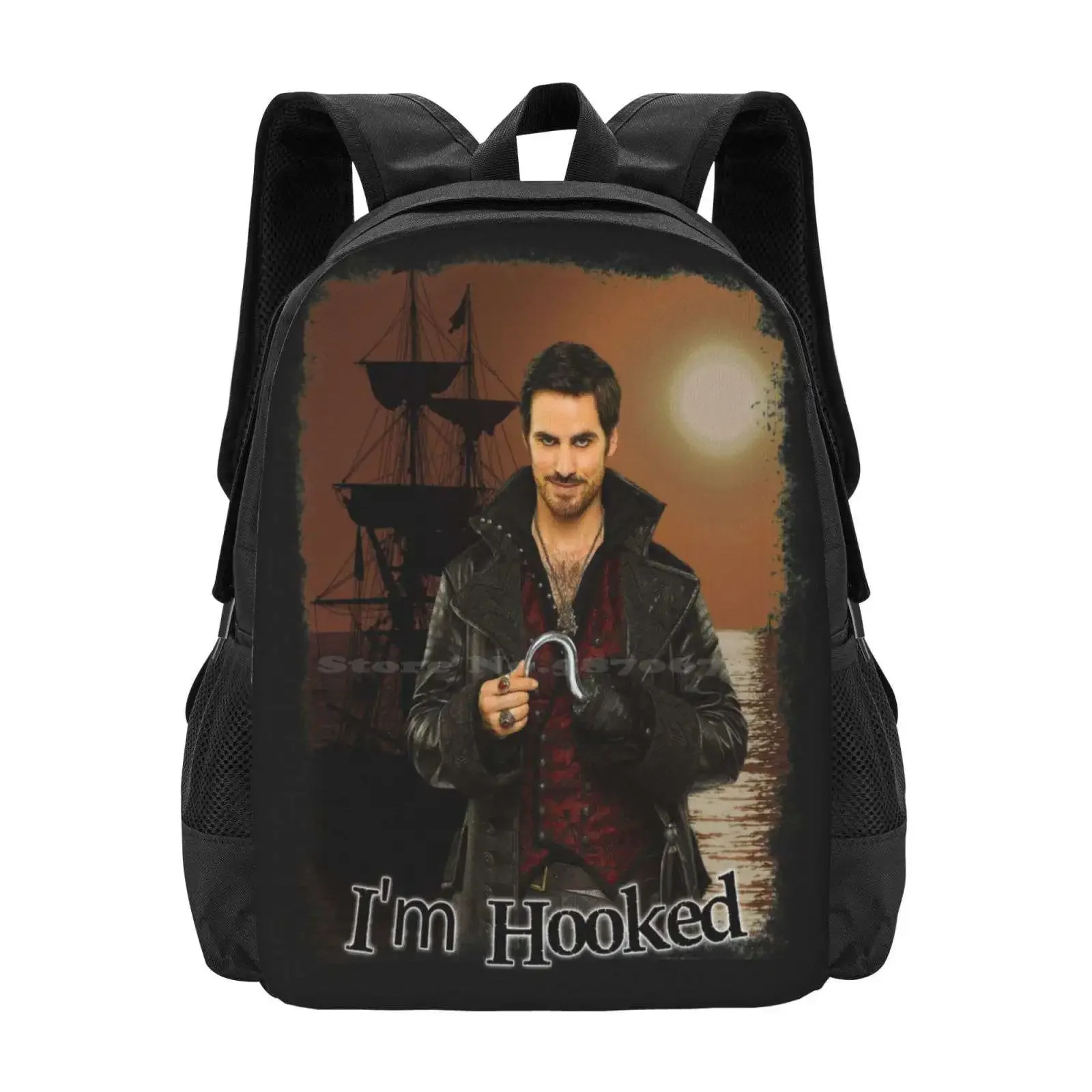 

Captain Hook "I'm Hooked" Комический дизайн Школьные сумки Дорожный рюкзак для ноутбука Once Upon A Time Captain Hook Killian Jones