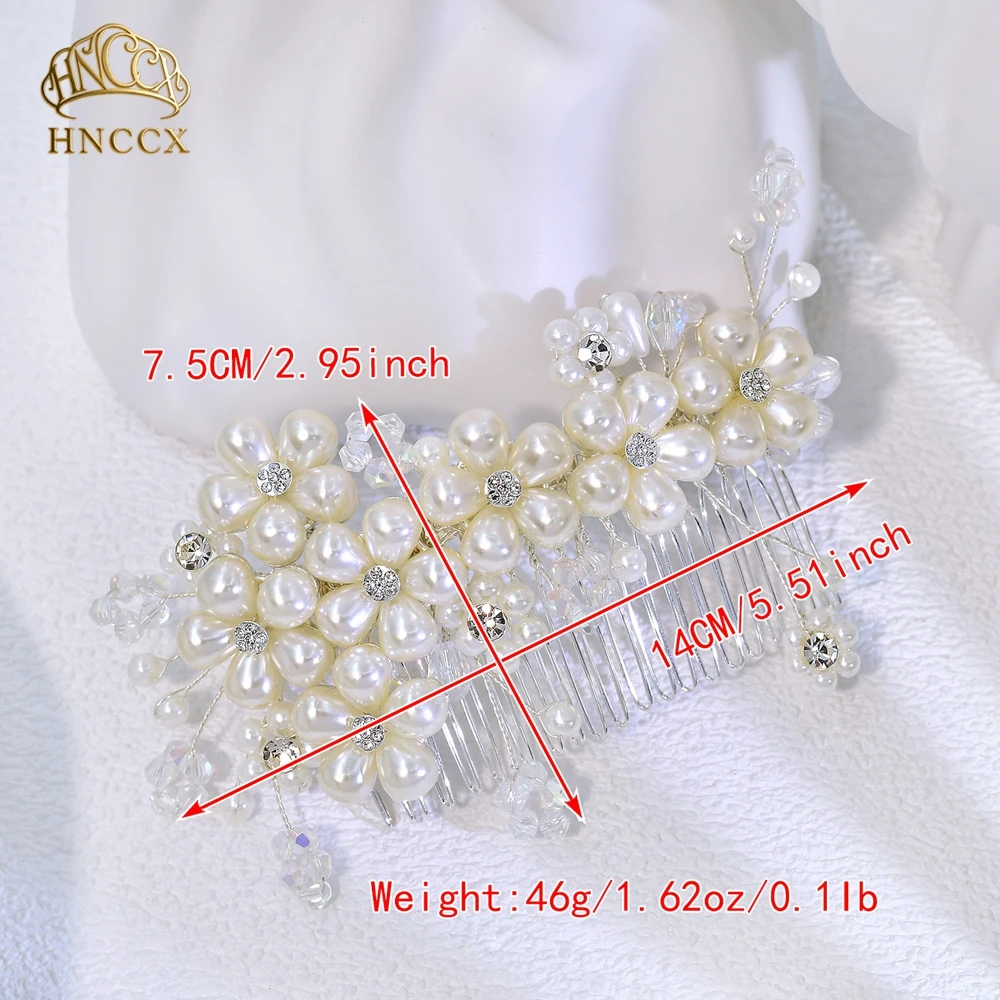 Afbeelding 7: HNCCX Elegante bruidsbruiloft parel haarkam Handgeweven prachtige damesbanket dansfeest alledaagse haaraccessoires HP05