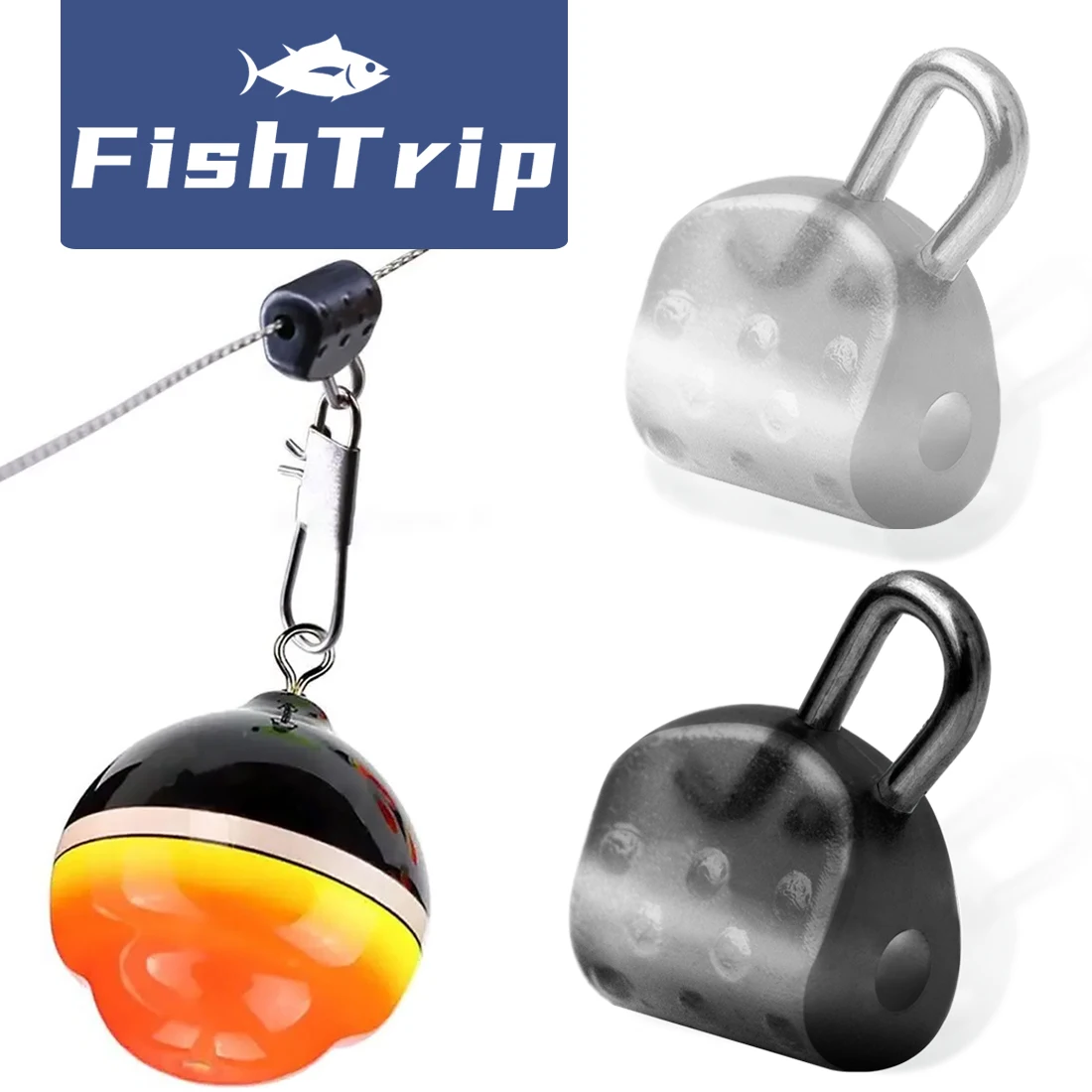 

FishTrip 15Pcs Float Rest Fishing Sinker Slip Clip Hook Clear Snap Fishing Weight Slide
