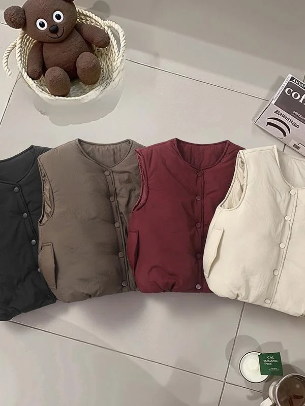 

Модный детский жилет Thiened, Новое зимнее поступление, однотонная теплая хлопковая одежда для мальчиков и девочек, повседневный жилет на открытом воздухе