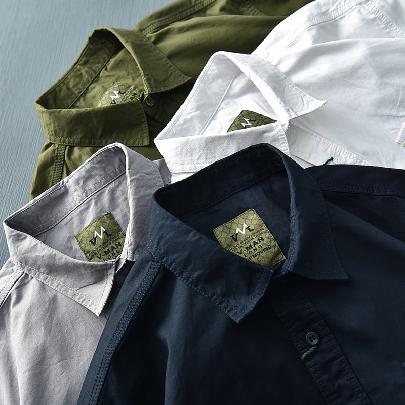 

Летняя мужская повседневная свободная хлопковая одежда Fre Sle с отложным воротником, модная универсальная одежда из чистого хлопка irt