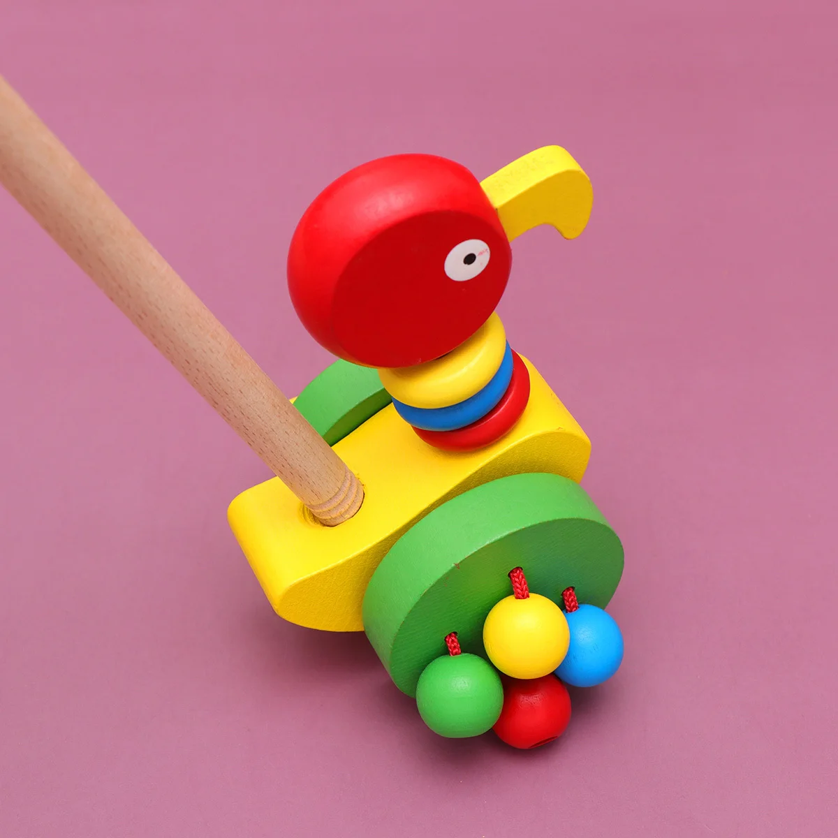 عربة دفع خشبية على شكل حيوانات كرتونية للأطفال في مرحلة الطفولة المبكرة، عربة دفع تعليمية للأطفال بألوان زاهية