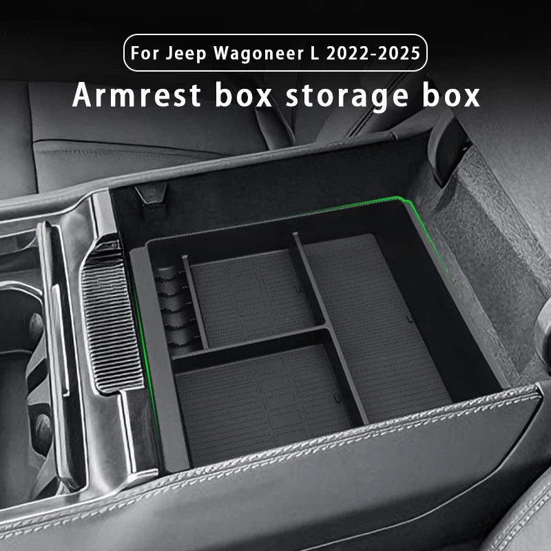 

For Jeep Wagoneer L 2022-2025 Centre Console Armrest Storage Box ABS Armrest Storage Box Organizer Tray Car Interior Accessories
