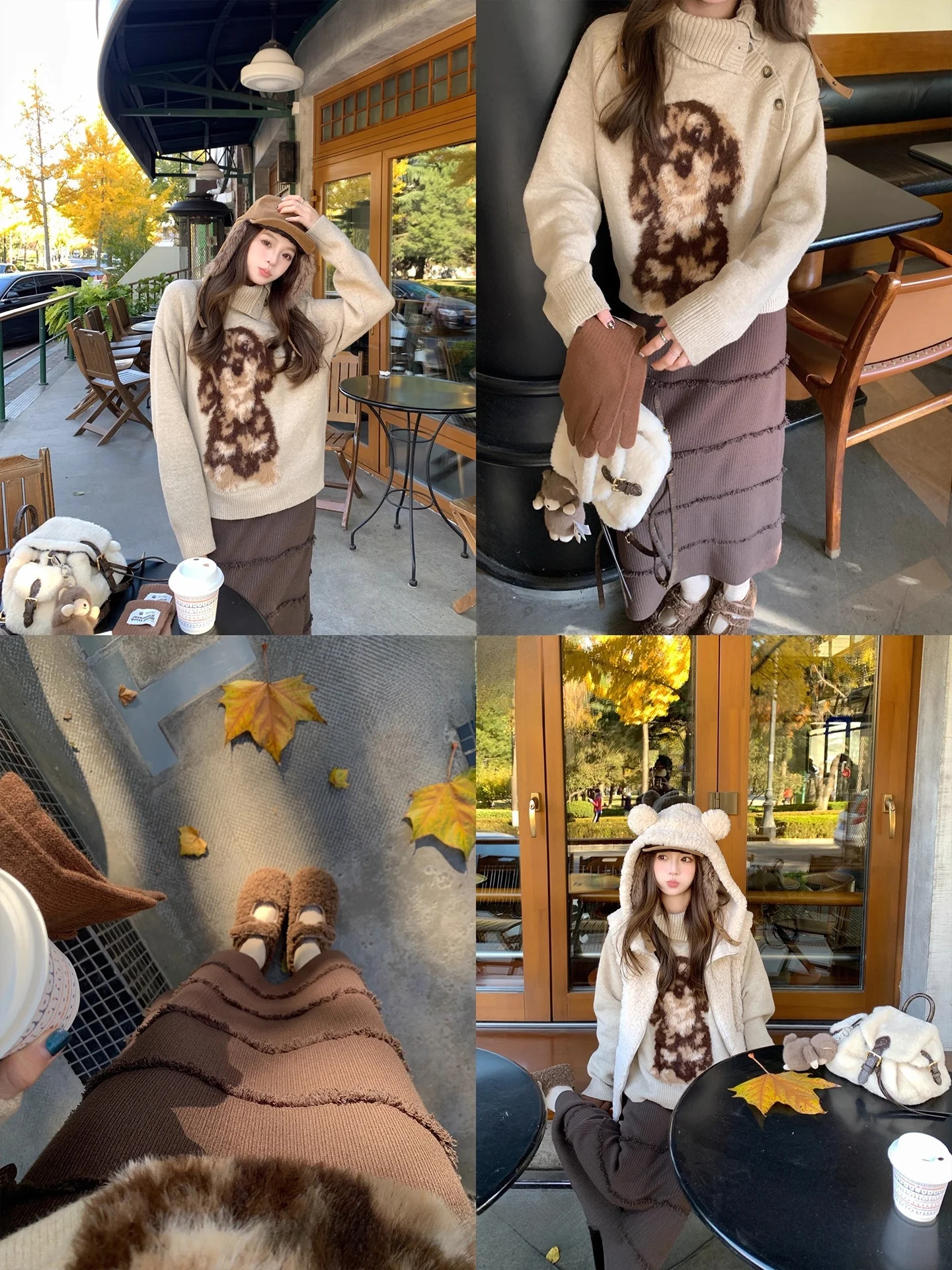 

Мягкий и уютный комплект: свитер FF BLUE Fluffy Dog и вязаная юбка А-силуэта с длинными рукавами, в клетку, с воротником, для осени и зимы.