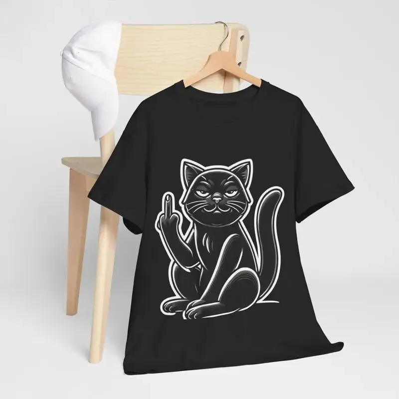 Funny Cat T Shirt tee shirts Side Pocket Hidden Middle Finger gift for lover