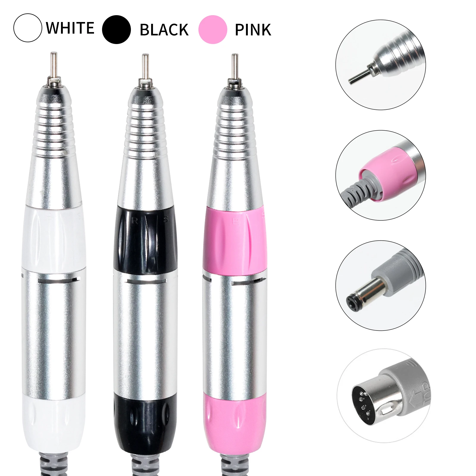 Perceuse à ongles électrique, stylo DC et 5 broches, accessoires de perceuse à ongles, lime à poignée, Machine de meulage de vernis, pièce à main, outil de manucure et de pédicure