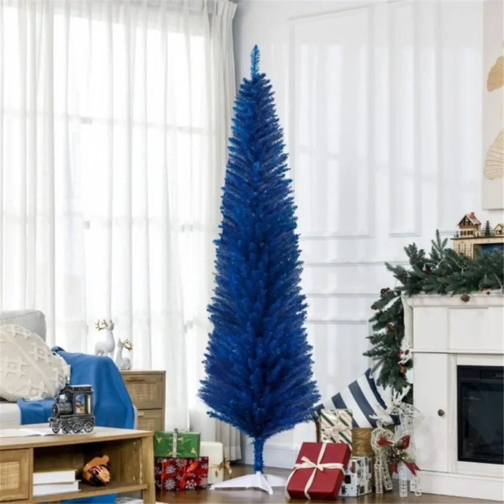 

The 7-foot-tall artificial Christmas tree comes in a slim pencil pattern, with 499 branches adding a lush look to the tree