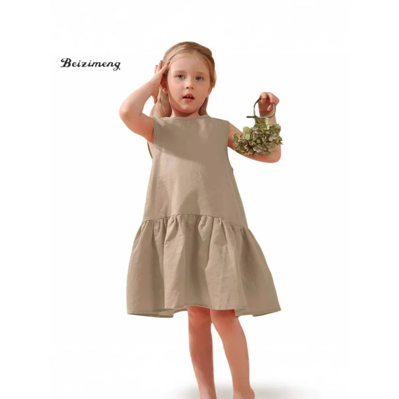 

Children's Girls' Spring and Autumn New Style Strap DressaSummer-like2025New Style Cotton Dress for Big Kids
