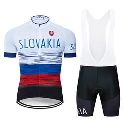 2023 Summer Team Slovakia Cycling Jersey Bib Set MTB Bicycle Clothing Road Bike Clothes Shirt Mens Bib Short Maillot Sports Suit