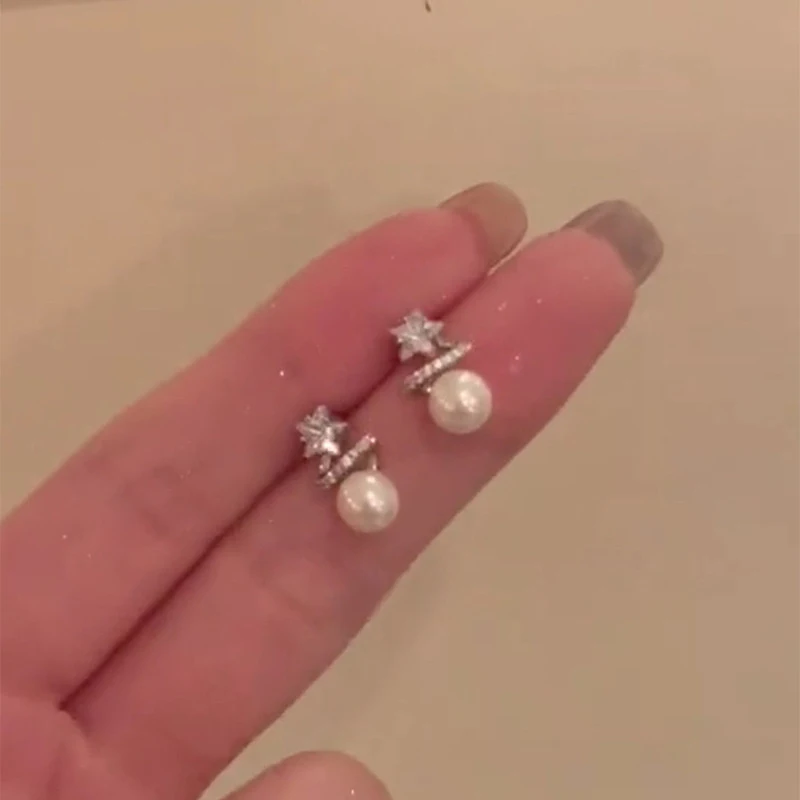 New Spring Summer Versatile Silver Bead Earrings Japanese Korean Small Accessories Luxurious Exquisite Gifts Women Grand Compact