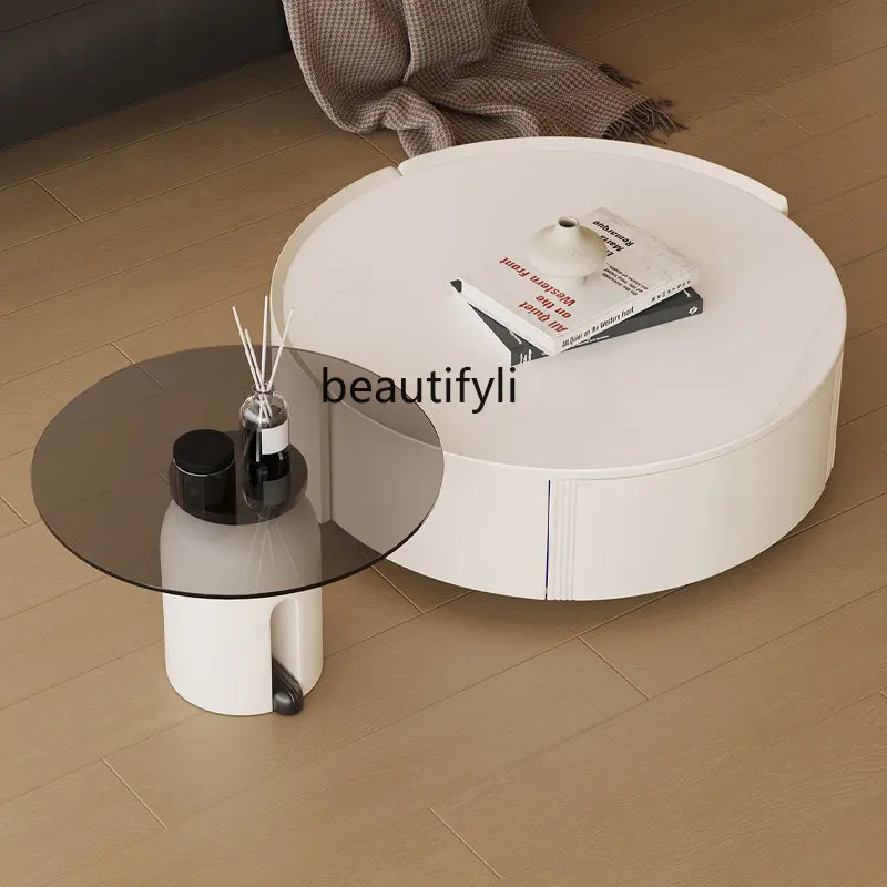 

round Coffee Table Simple Modern Living Room Home Cream Style Italian Small Apartment Creative living room furniture