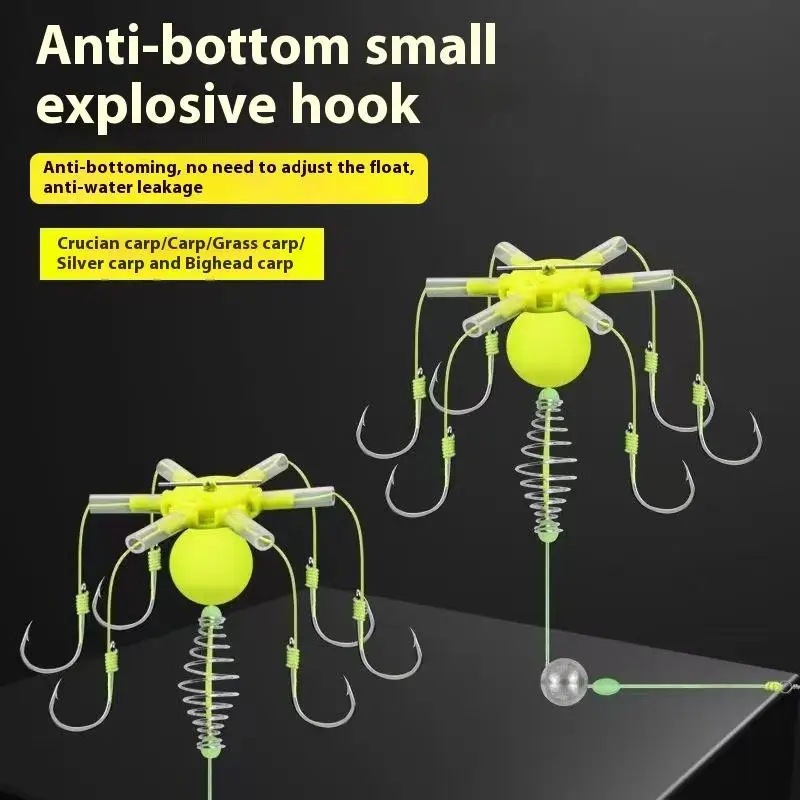 1 Piece Six Hook Carbon Steel Line Group Feeder Sinker Float Sharp Fishing Spring Bait Cage Sea String Hook Fishing Bait Cage