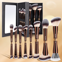 MAANGE Gift Box with Mirror 8 Pcs Dual-ended Makeup Brushes Set Foundation Powder Blush Concealer Highlighter Cosmetics Blending