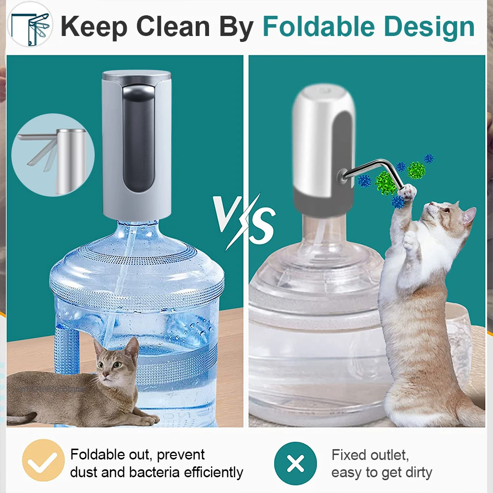 مضخة كهربائية عالمية للغالون ، شحن USB مع خرطوم تمديد ، ماسورة 2 في 1 ، أدوات محمولة ، توزيع المياه