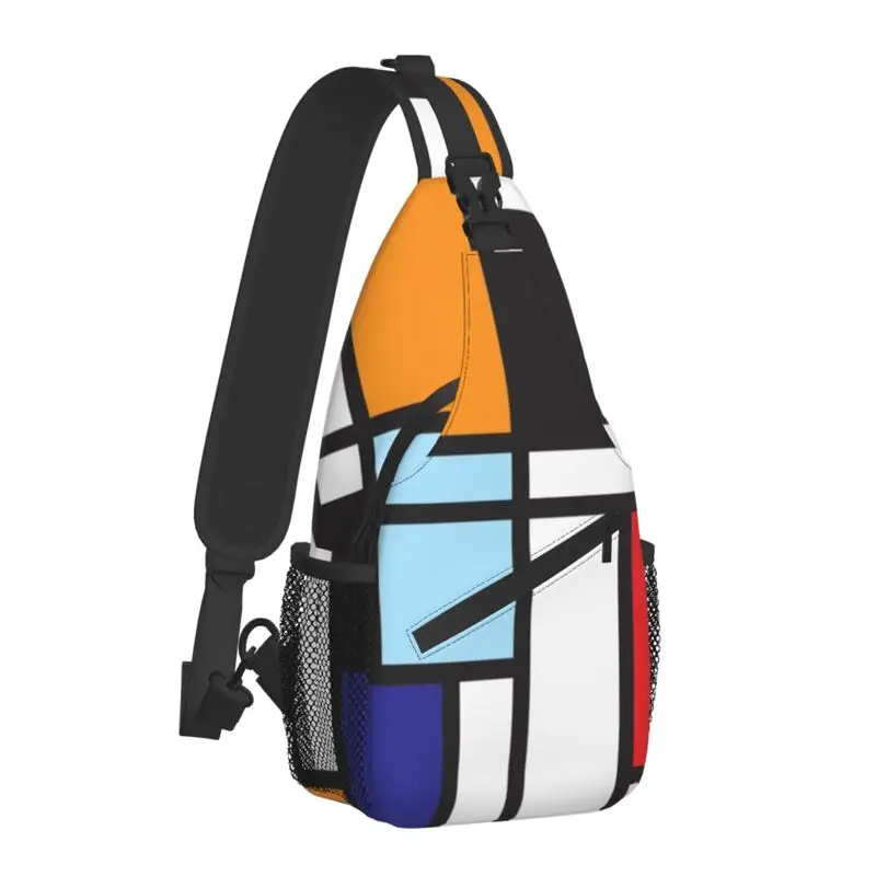 Cool Piet Mondrian Study II Sling Bag for Traveling Men's De Stijl Abstract Art Chest Crossbody Backpack Shoulder Daypack