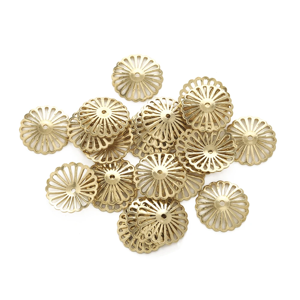 

20Pcs Raw Brass Hollow Flower Big Bead Cap 14mm Floral Bead End Caps for Diy Earrings Necklace Jewelry Making Accessories