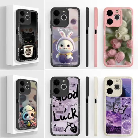 For Realme C71 C61 (India) Phone Cases Cute Rabbit Patterns Screen Protector Liquid Silicone Anti Slip Premium Protection Covers
