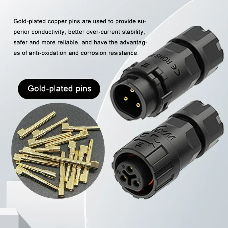 M20 M16 2 3 4 5 6 Pin Self-locking Solder-free Butt Plug Panel Type Aviation Connector 10-25A Front/rear Installation Socket