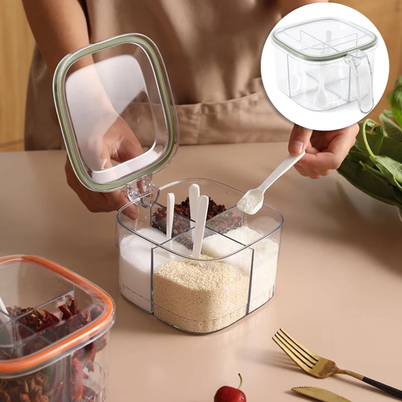 4/5 Grids Integration Salt Seasoning Box Transparent Lid Seasoning Bottle Kitchen Household Condiments Storage Container Jar