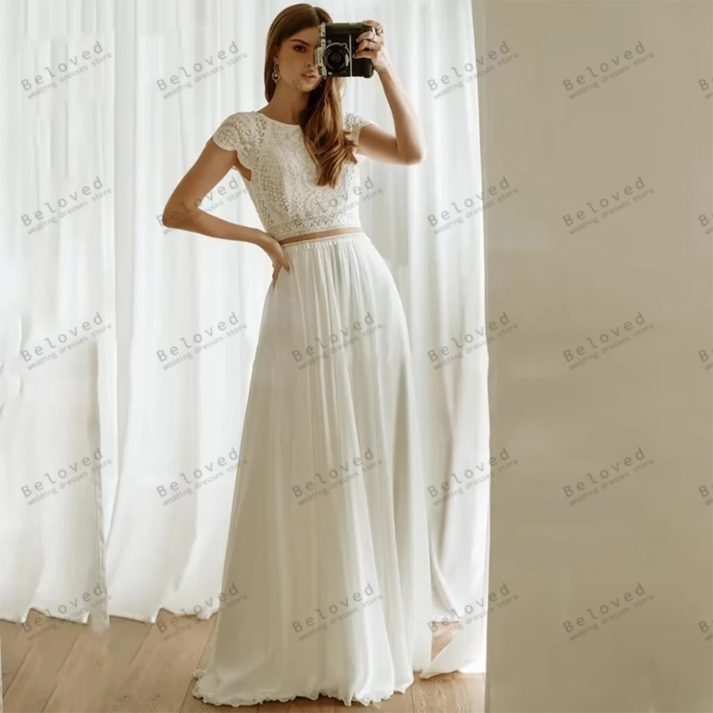 Vestidos De Novia bohemios, Vestidos De Novia elegantes, mangas casquillo, batas sin espalda para fiesta, Vestidos Vintage De Noviavia 2025 personalizados